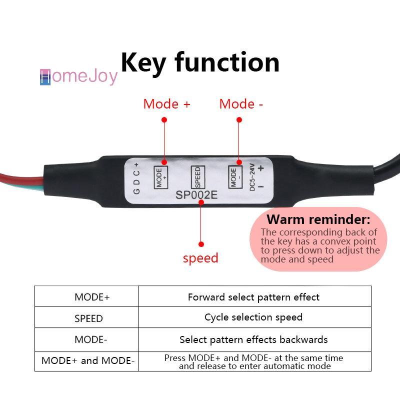 [HomeJoy-t] Mini WS2812B WS2811 Controller สําหรับ Pixel LED Strip Light USB 3 Key WS2812 LED Light 