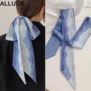ALLUCK ผ้าพันคอริบบิ้นผม ผ้าไหม แฟชั่นเกาหลี อุปกรณ์เสริมผมห…