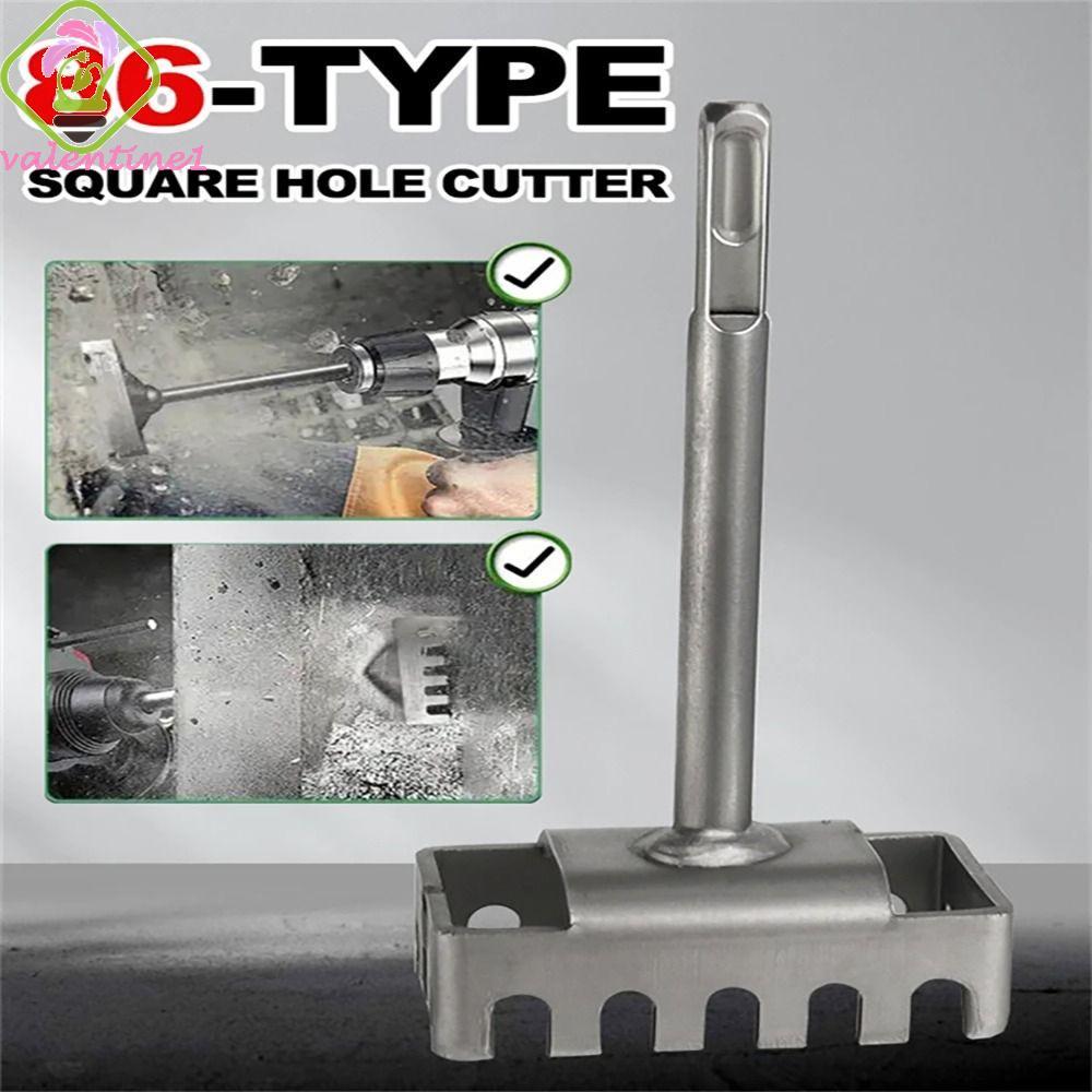 VALENTINE Square Socket Puncher, Square-handle 4 Pits Slotting Square Hole Cutter, Round-handle 2 Gr