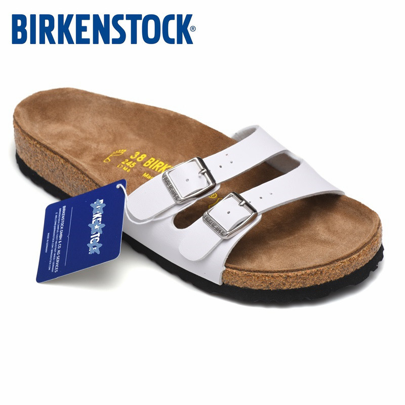 BIRKEN & STOCK เยอรมนีนําเข้า Cork รองเท้าแตะ Two-Buckle รองเท้าแตะ Casual สบายรองเท้าแตะหนังแท้ (34-41)