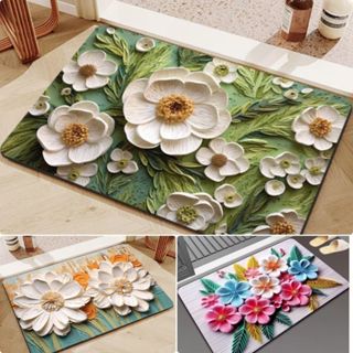 พรมเช็ดเท้า ลายดอกไม้ 3มิติ พรมพื้นยาง กันลื่นได้ดี มีให้เลื…