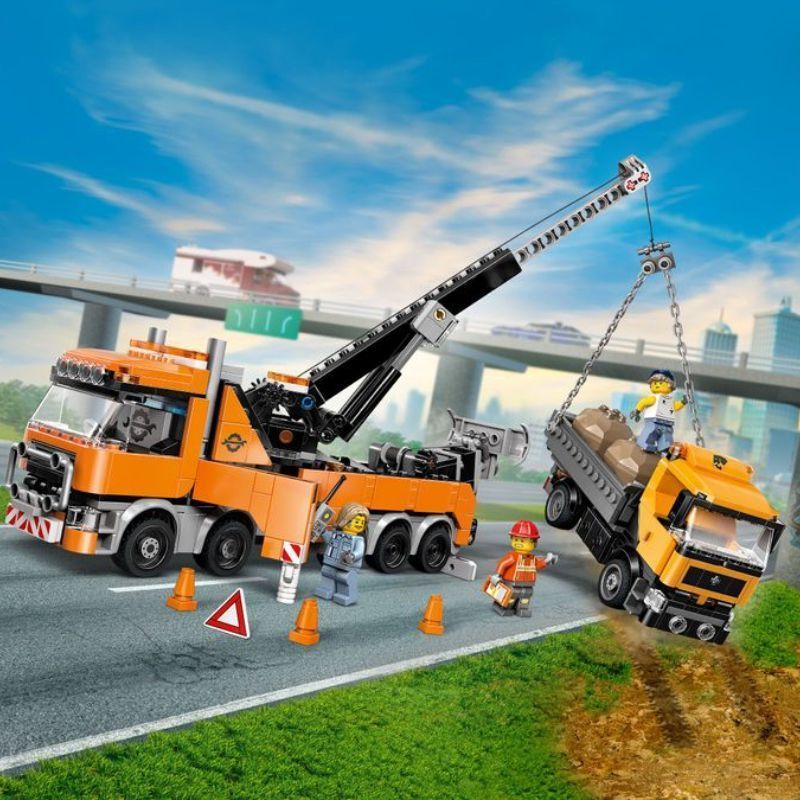 เข้ากันได้กับเลโก้ซิตี้ซีรีส์ 60467 หนักทาวเวอร์แขวนรถพ่วงกู้ภัยเด็กประกอบอาคารบล็อกของเล่นของขวัญ