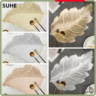 เสื่อรับประทานอาหารรถไฟเหาะ SUHE, แผ่นรองจานใบไม้สีทองซักได้…