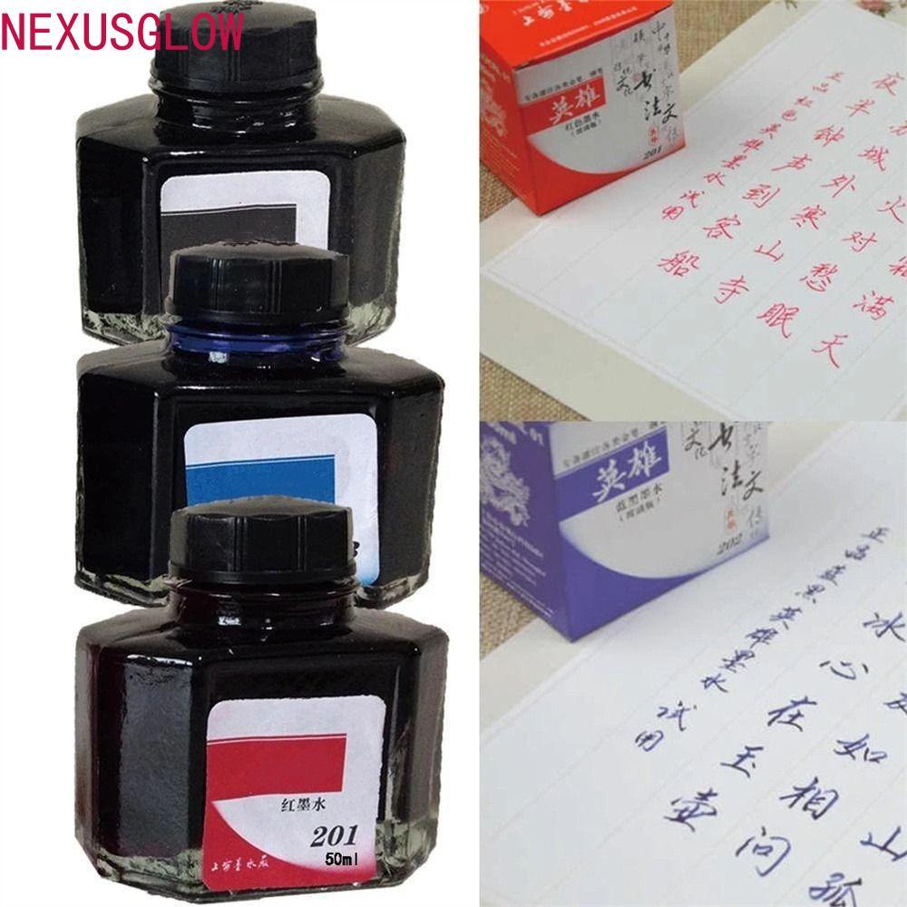 NEXUSGLOW Fountain Pen Ink Children 50ml Pen Refill Bottled Glass Smooth Writing Student Fountain In