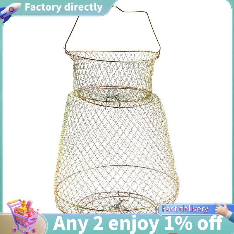 LU-Foldable Portable Steel Wire Fishing Pot Trap Net Crab Crwndad Cage ตะกร้าปลา