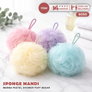 YOMI Sponge Mandi 6050 /6055 Warna Pastel Ukuran Besar - Shower Puff Besar Untuk Badan