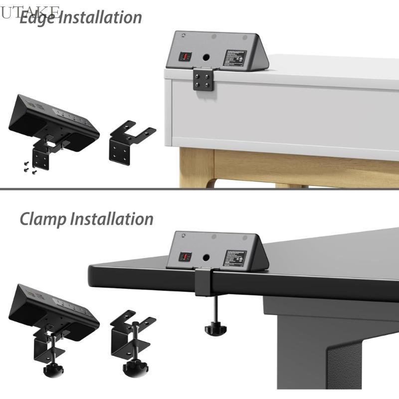 Utake Nightstands Edges Mount Power Strips USB C Port Desk Clamp Surges Protectors 3AC Outlets และ 4