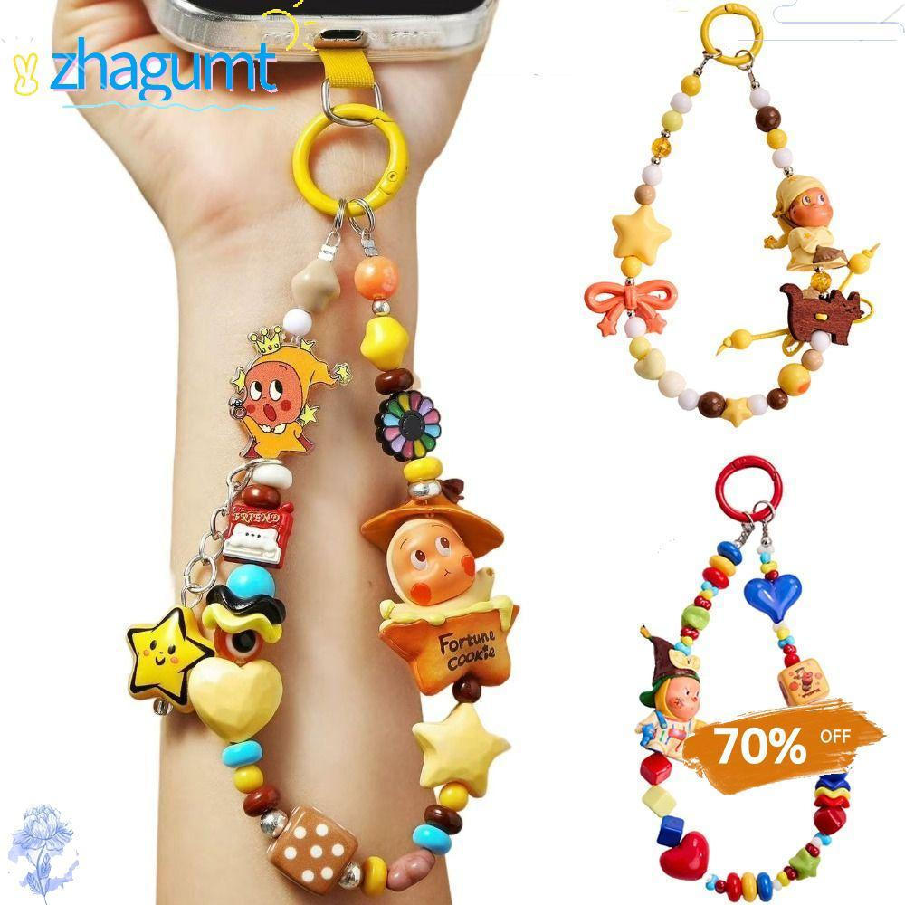 ZHAGUMT366 Phone Chain, Anti-lost Cartoon Beaded Phone Charm, Popmart Star Man DIY Gift Phone Wrist Strap Phone Accessories