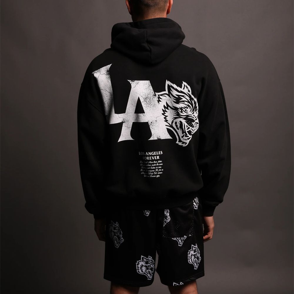 DARCSPORT เสื้อสเวตเตอร์มีฮู้ด Stiff Wolf Head Mens Street Wear American Casual Loose Youth Top