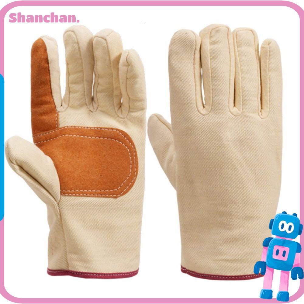 ชานชานชาน ถุงมือแรงงาน, ถุงมือเชื่อมความต้านทานอุณหภูมิสูงผ้าใบ, การป้องกันการรักษาความปลอดภัยแบบหนาที่ทนต่อการสึกหรอ – โปรปัง