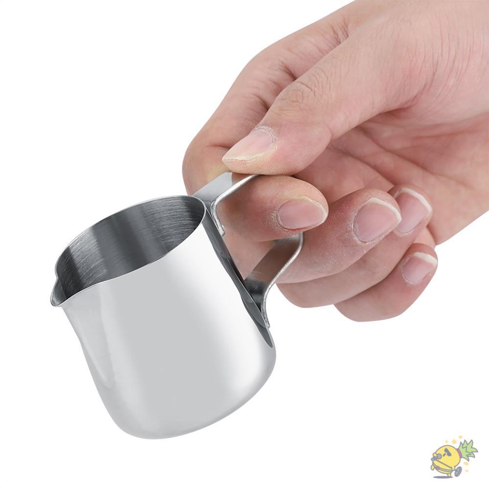 WXDX.TH Milk Frothing Cup, Silver Durable Coffee Pitcher, Latte Art Stainless Steel Small Size Latte