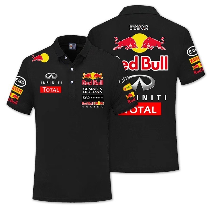 เสื้อโปโลแ แบบแห้งเร็ว ลาย Red Bull Ferrari Mclaren F1 แฟชั่นฤดูร้อน ผ้าCotton Men's Polo Shirt