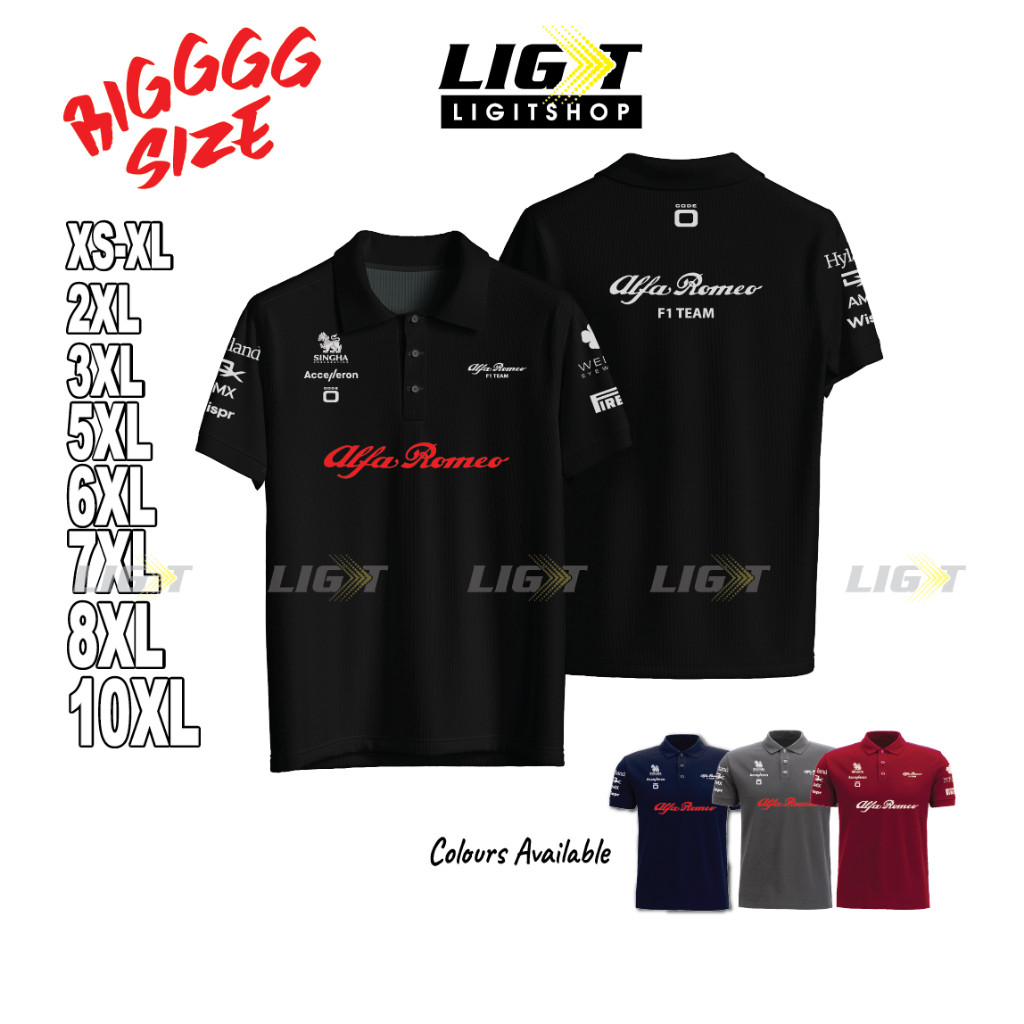 Polo ALFA ROMEO AMG F1 ทีม Motorsport Racing Collar Baju ขนาดใหญ่ S-3XL