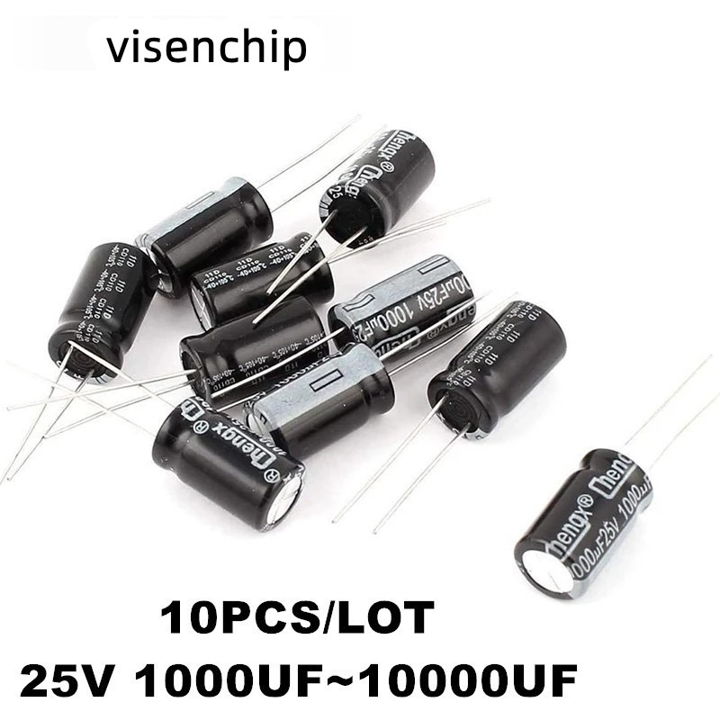 2PCS-10PCS 25V อลูมิเนียม Electrolytic Capacitor 1000UF 2200UF 3300UF 4700UF 10000UF