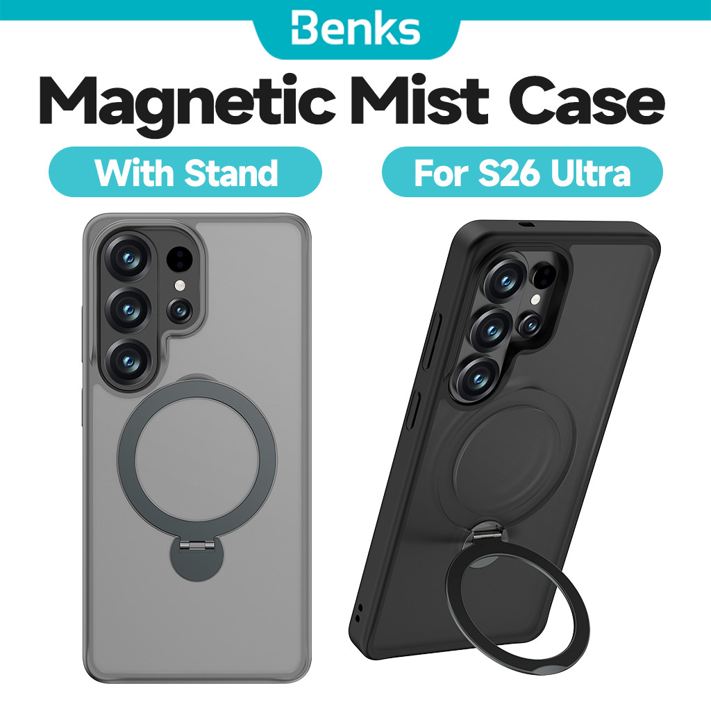 [Benks Official] เคสโทรศัพท์แม่เหล็ก Benks Mist พร้อม 360° ขาตั้งหมุนได้สําหรับ Samsung S26U S26 Ultra รวมทุกอย่างโปร่งแสง Matte Protection Casing
