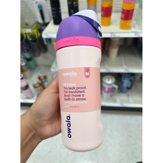 Owala Freesip ขวดน้ําฉนวนสําหรับเด็ก 16 ออนซ์ – ถ้วยฟางป้องกันการรั่วไหลสแตนเลสพร้อมที่จับ – BPA-Free สําหรับโรงเรียนกีฬาและการเดินทาง