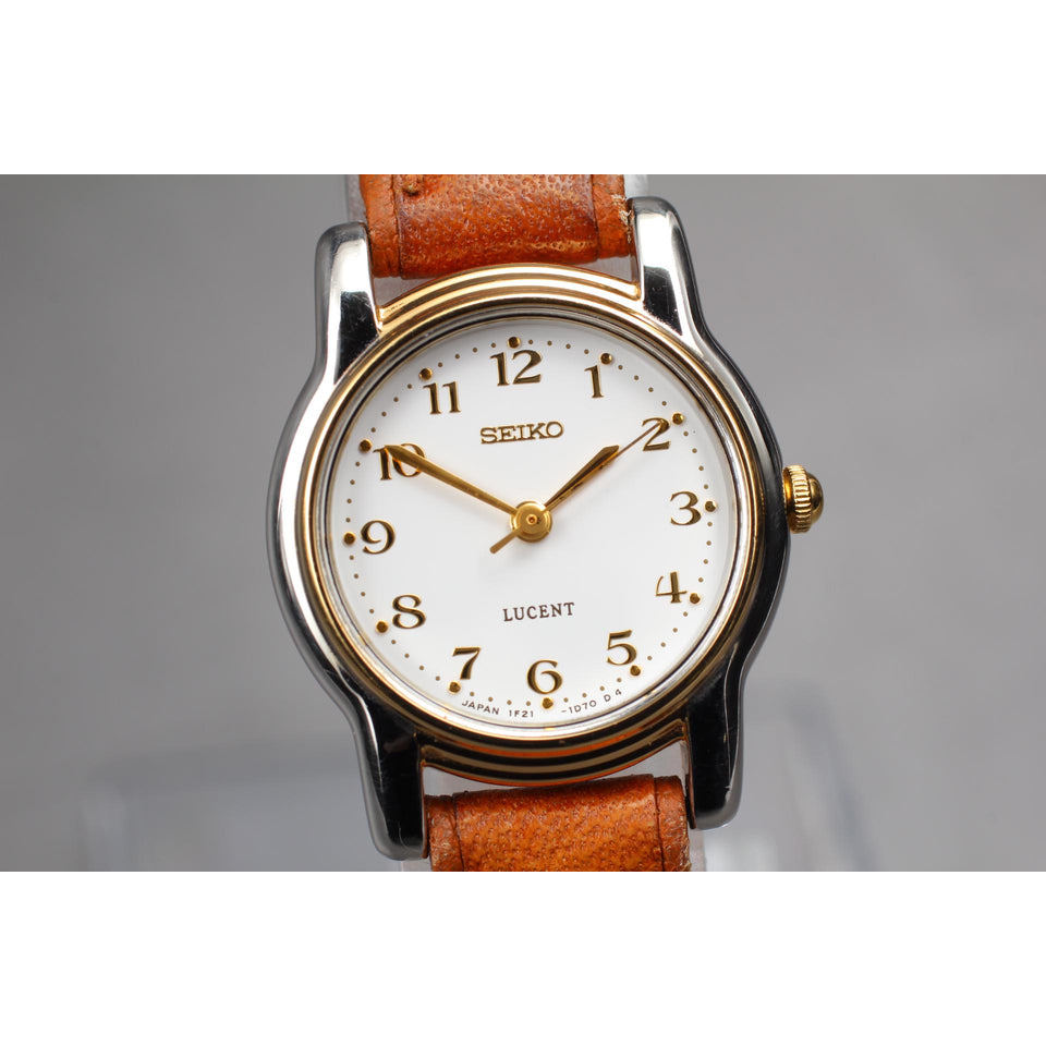 Vintage 1997 Near MINT* Seiko Lucent 1F21-0J80 Silver 22mm Quartz Ladies Watch