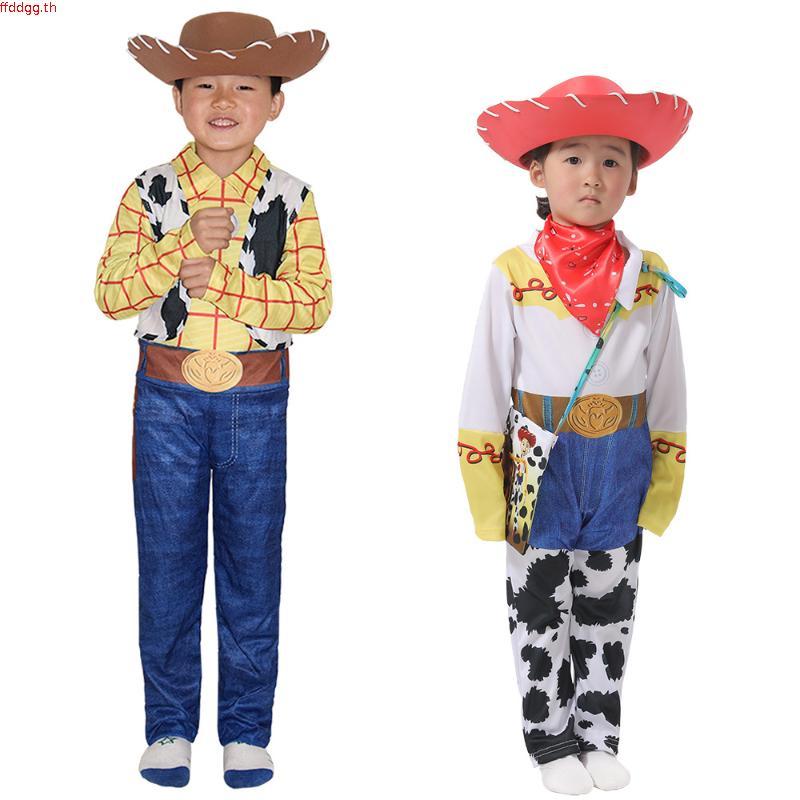 🇹🇭 ชุดฮาโลวีน ชุด halloween เด็ก ชุด toy story Woody Cosplay Costume for Kids Boy Western Cowboy Hat