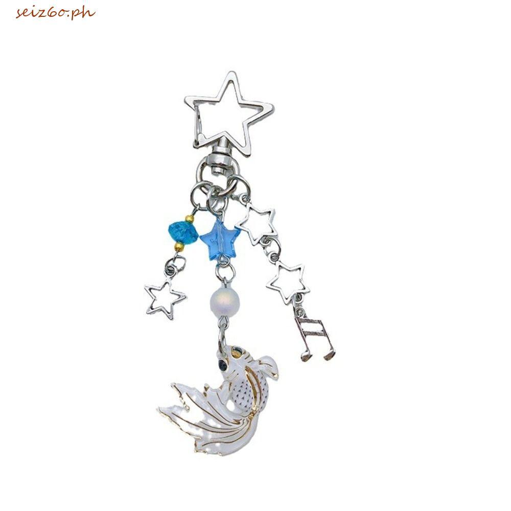 SEIZ6O Koi Star Bead Chain, Spice Girl Style Sea Theme Y2k Key Chains, Charm Y2k Handmade Anime Luck
