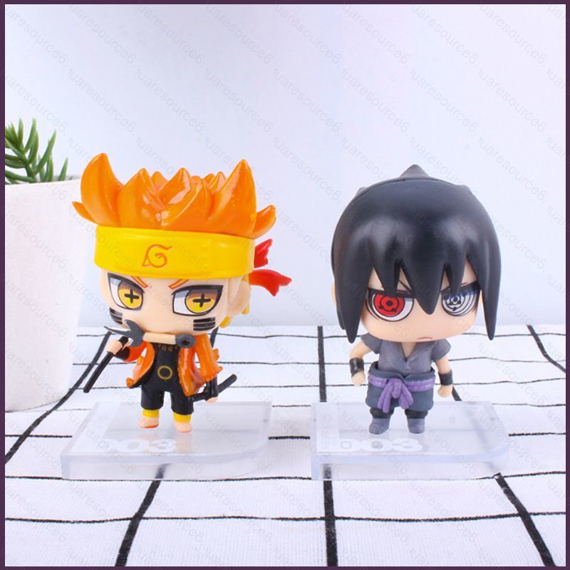 SC 2 ชิ้น NARUTO Shippuden Naruto Uzumaki Sasuke Uchiha น่ารัก Chibi Action Figure เครื่องประดับ
