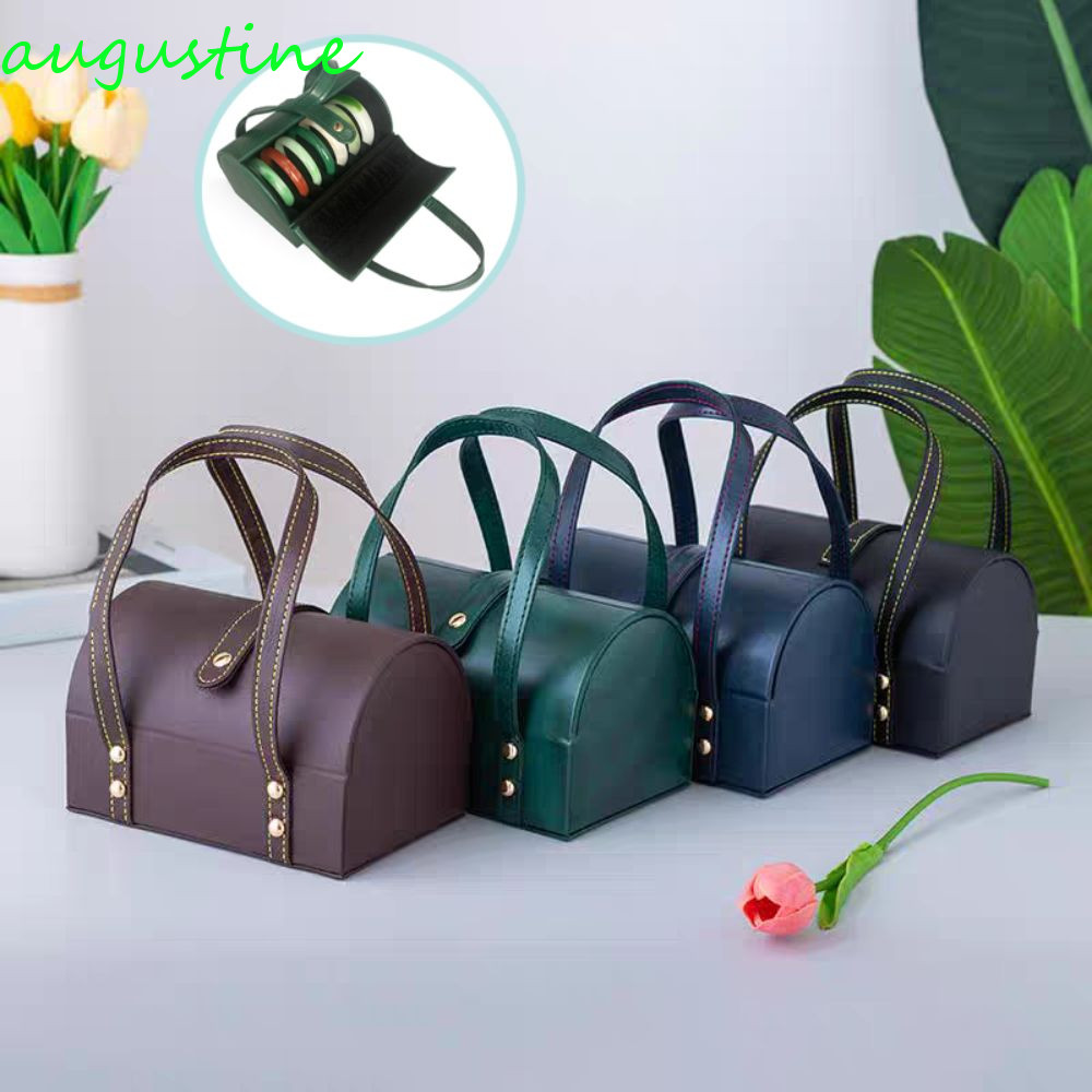 กล่องแสดงสร้อยข้อมือ AUGUSTINE,7ตําแหน่งกันฝุ่นถุงเก็บสร้อยข้อมือ,ทนทานออแกไนเซอร์หนัง PU ที่ใส่กําไ