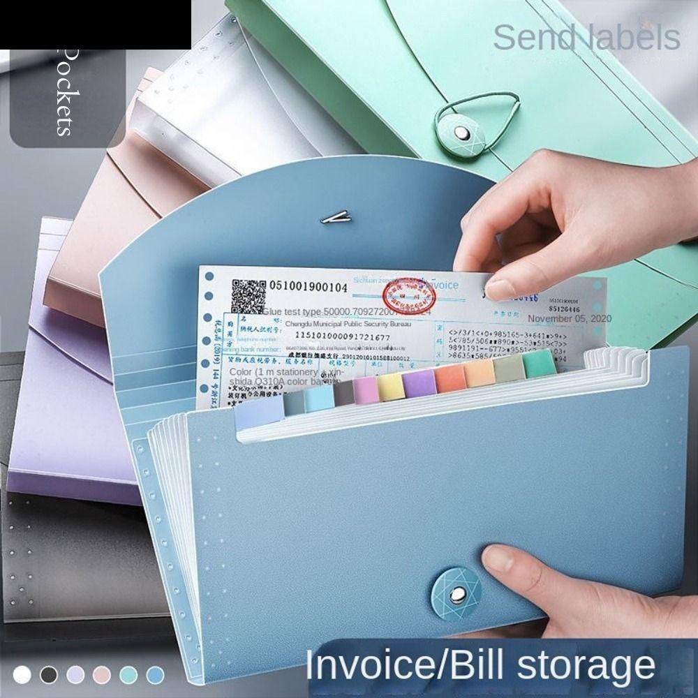 AUBREY1 ขยายแฟ้มกระเป๋าใบเสร็จรับเงินกระดาษโฟลเดอร์การ์ดแบบพกพา Tax Item 13 กระเป๋าเอกสาร Organizer