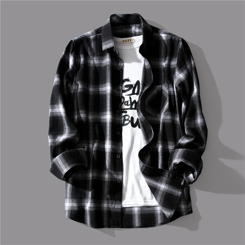เสื้อเชิ้ตแขนยาวผู้ชาย ลายสก๊อต มาตรฐานยอดนิยมในฤดูหนาว