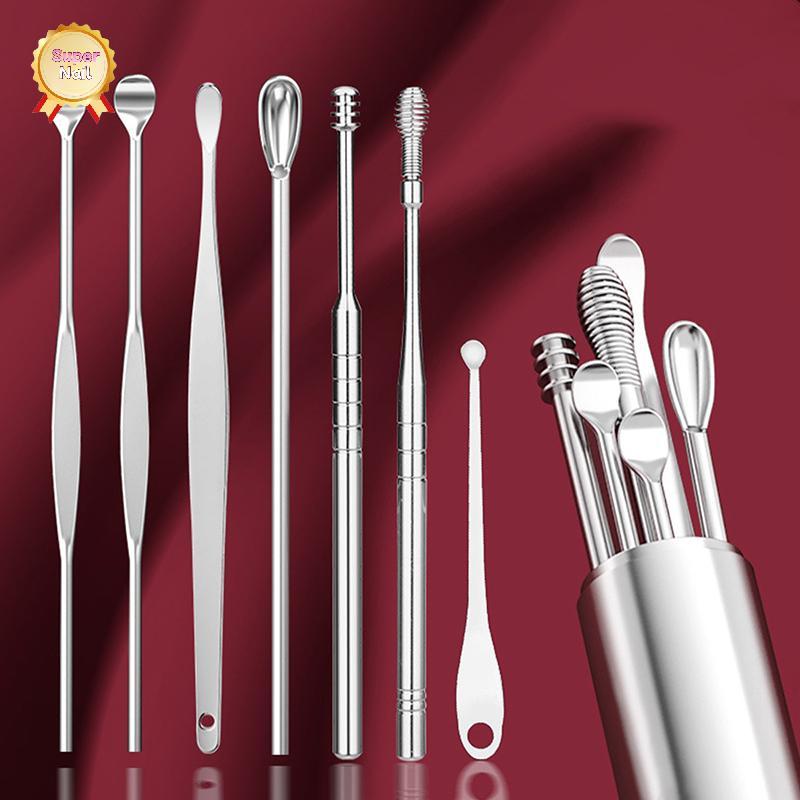 SuperNail 6/7 ชิ้นหู Pi ทําความสะอาดเครื่องมือดูแลสุขภาพขี้หู Remover ทําความสะอาด Curette ชุด Vary