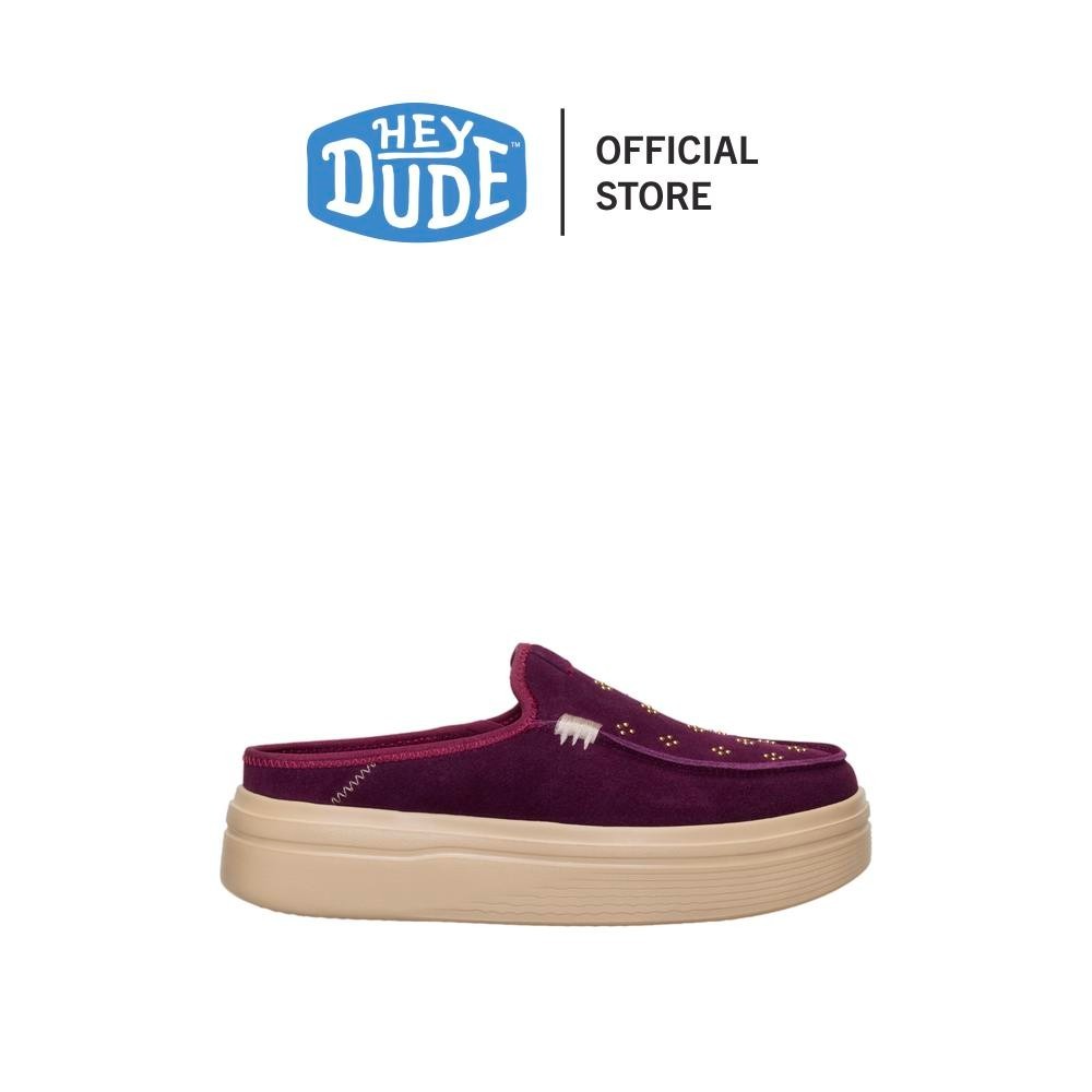HEYDUDE รองเท้าลำลองผู้หญิง AUSTIN LIFT SUEDE STUD รุ่น 44628-5CA - FIG PURPLE