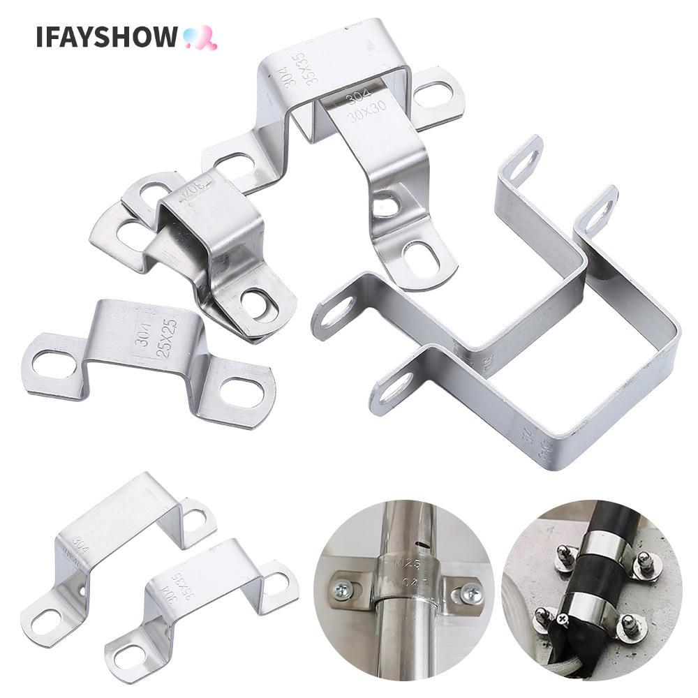 IFAYSHOW Horseback ท่อ Clamp, คลิปยึดหัวเข็มขัด Ohm Tube Card, Thicken 304 สแตนเลสประปากระชับ M-รูป U-รูปสแควร์สี่เหลี่ยมผืนผ้าคอ Hoop Tube