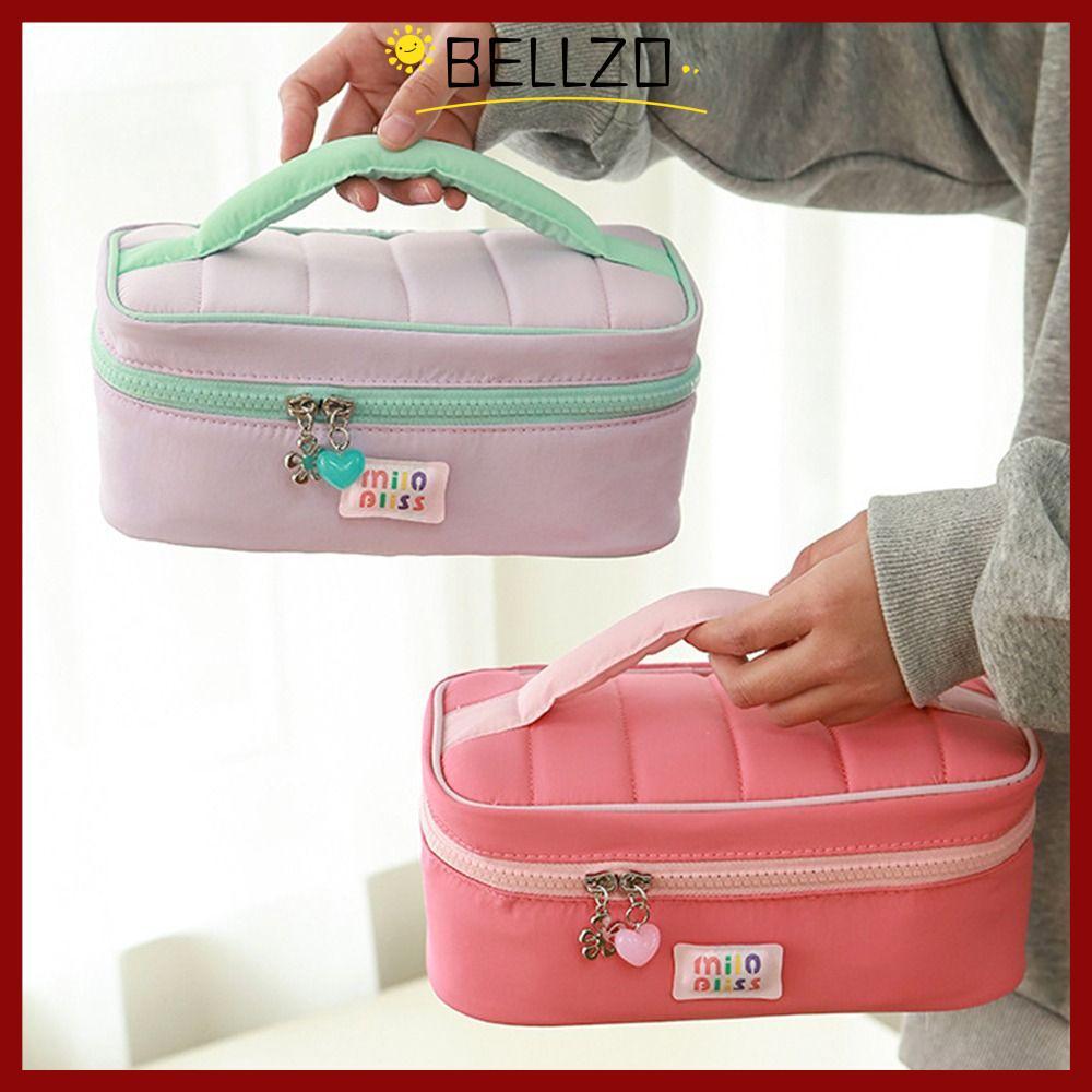 in stockBELLZO กระเป๋าเครื่องสําอาง, Girl Series Storage Handbag Small Fresh Travel Cosmetic Handbag, Large Capacity Contrast Color Portable Pencil