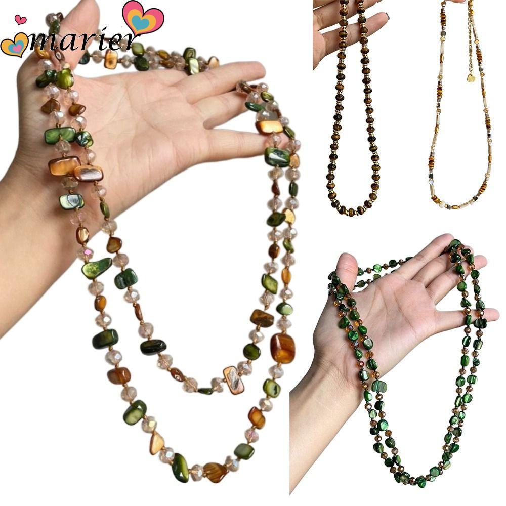 สร้อยคอมากกว่าหนึ่งแบบที่สามารถซ้อนได้, มีลูกป�arlและหินตาเทียม, สไตล์เรโทร, สร้อยข้อมือสำหรับผู้หญิ