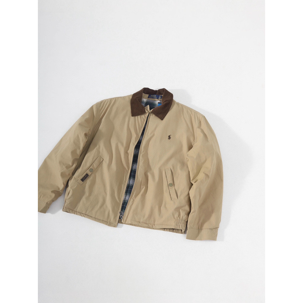 A2DV Ral**** Xiaomaqiu Vintage Old Money Style Corduroy Collar Zipper Vintage Cotton Jacket for Coup