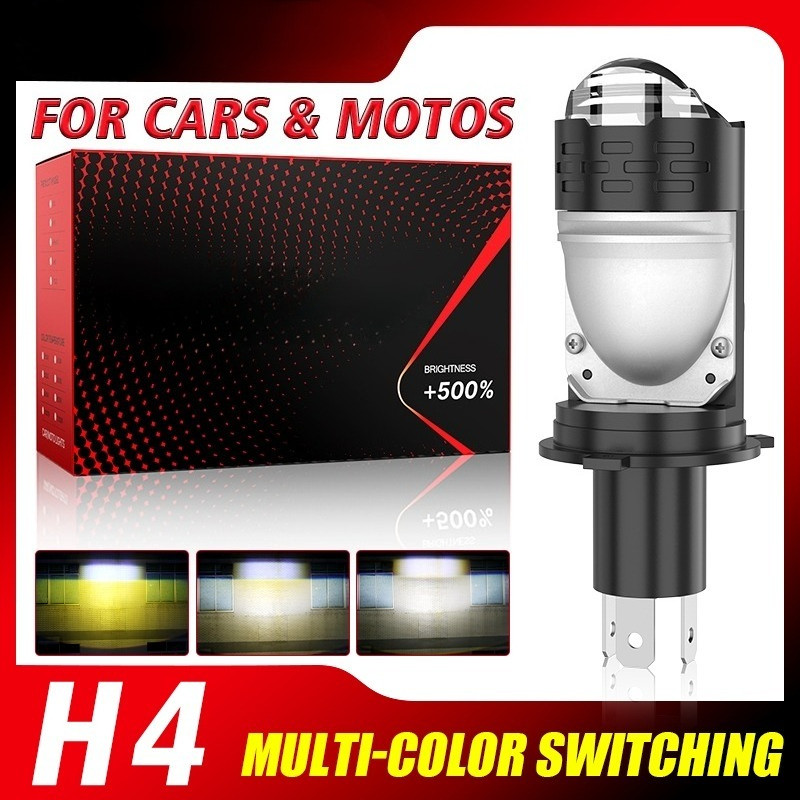BULLVISION 6000K H4 Led Projector รถจักรยานยนต์ Mini เลนส์การสลับหลายสี 4300K เลนส์ LED 400000LM หลอ