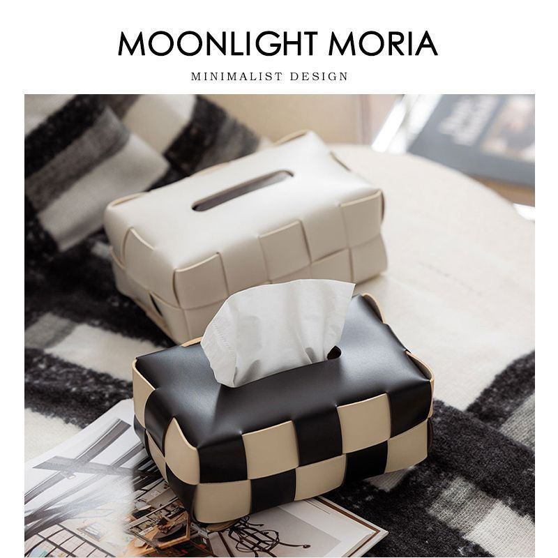 ขายร้อนสีดําสีขาวRetro Checkerboard Insหนังกล่องกระดาษทิชชูHigh-Endหรูหราห้องนั่งเล่นโต๊ะรับประทานอา