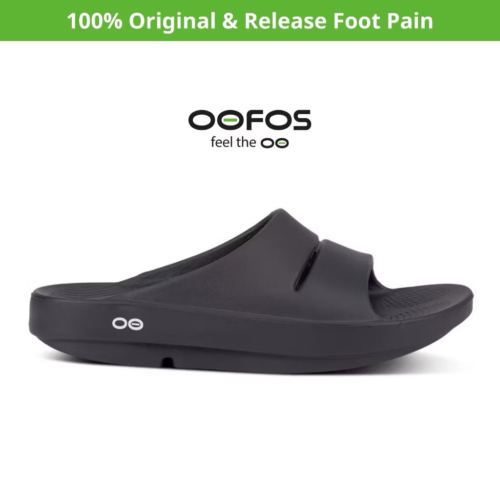 รองเท้าแตะเพื่อการฟื้นฟูสุขภาพ OOFOS ของแท้ - รองเท้าแตะเพื่อสุขภาพ Unisex - สีดํา