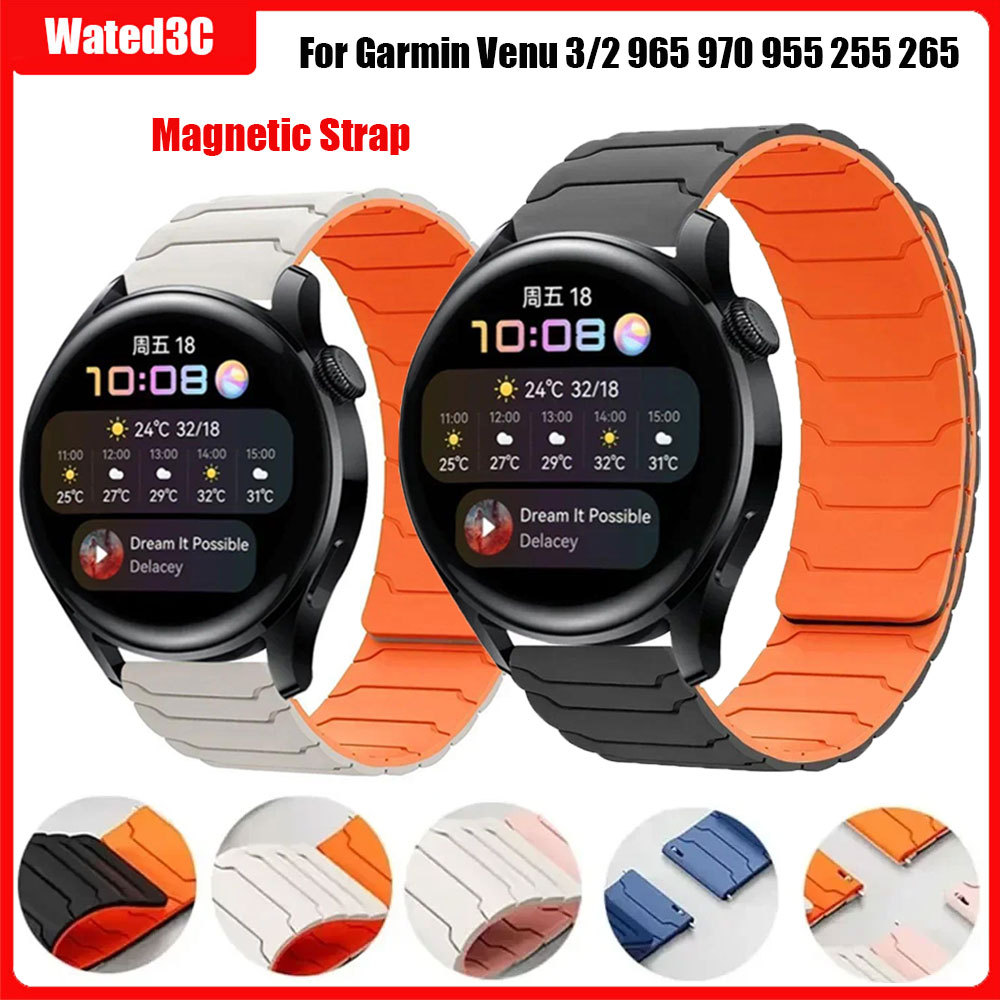 ผู้ขายท้องถิ่น สายรัดแม่เหล็กสําหรับผู้เบิกทาง Garmin 965 955 970 255 265 745 สร้อยข้อมือสําหรับ Garmin Venu 3/2 vivoactive 4 สาย