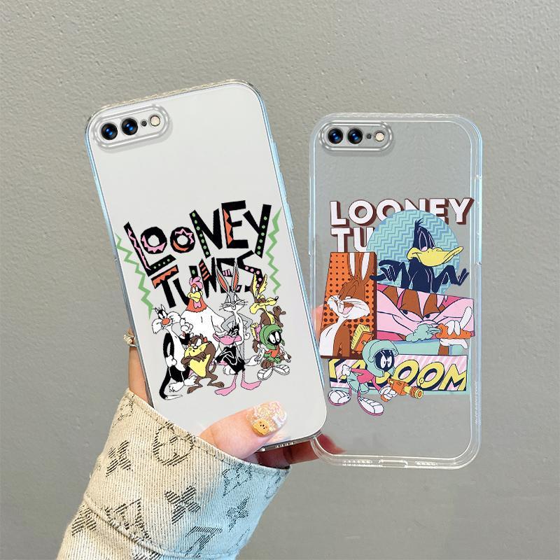 ใช้งานร่วมกับสําหรับ iPhone 7 8 Plus เคสโทรศัพท์ Looney Tunes Bugs Bunny โปร่งใสฝาครอบโทรศัพท์นุ่ม