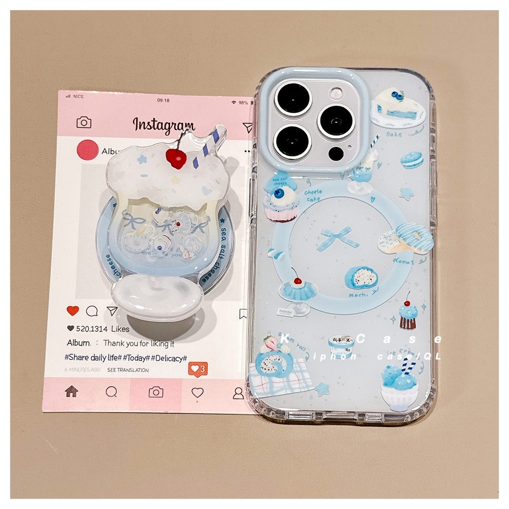 ครีมถ้วยเขย่าเพลงวงเล็บแม่เหล็กเหมาะสําหรับ Apple 16E/12promax เคสโทรศัพท์ 16/13PRO/12mini/XR/14/15P