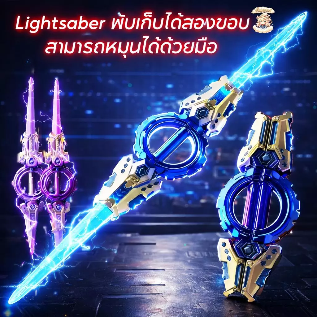 ดาบแสงของเล่นสำหรับเด็ก พับได้และหมุนได้ 7 สี LED ชาร์จได้ ดาบเลเซอร์ของเล่นของขวัญ