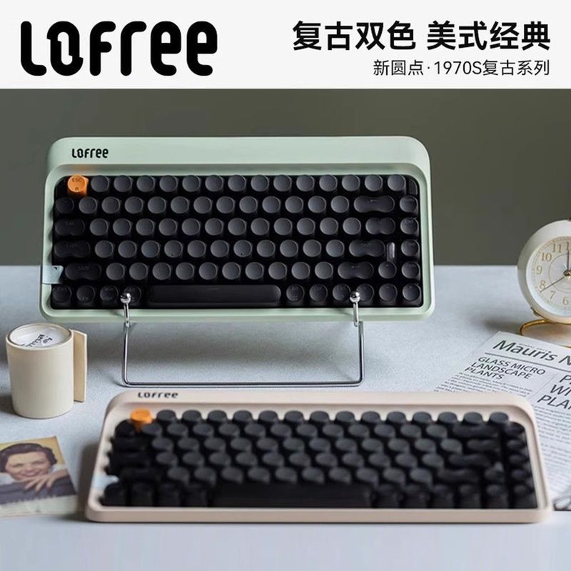 Lofree Lofree 1970s Bluetooth Mechanical Keyboard เมาส์ไร้สายสามโหมดสาว 84-Key Retro Office เกม