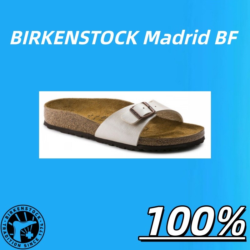 BIRKENSTOCK Madrid BF Graceful Pearl White รองเท้าแตะ ผู้หญิง สีขาวมุก(W) 100%