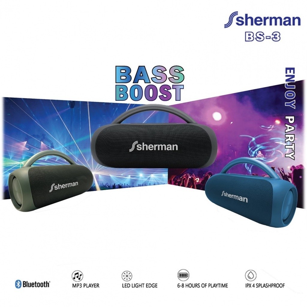Sherman ลำโพงบลูทูธ รุ่น BS-3 ลำโพงพกพา ลำโพง