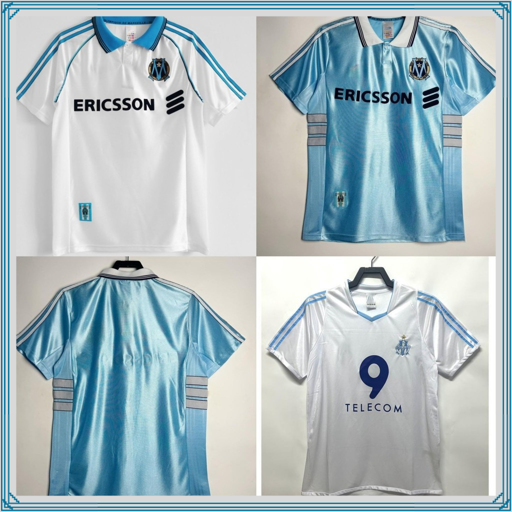 (S-2XL) 98-99 02-03 Marseille Home & Away Retro Fan Jersey