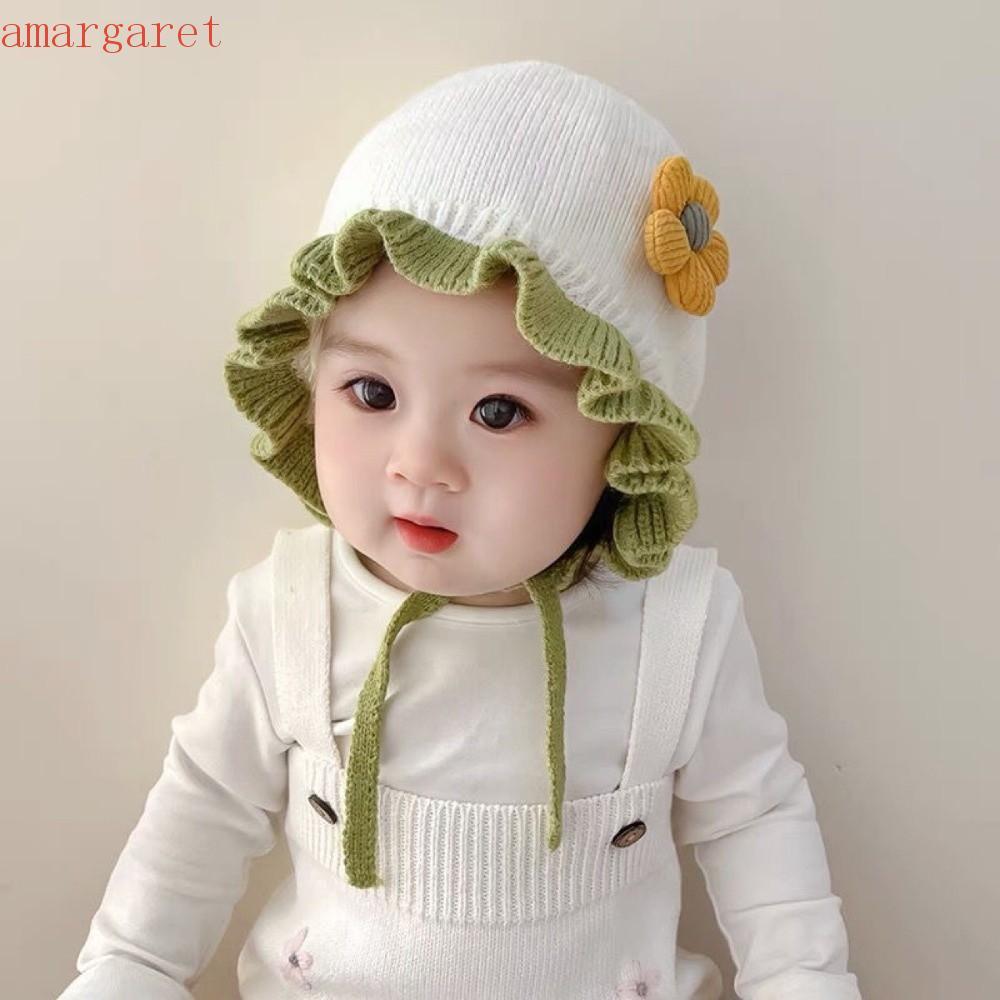 AMAGARET Pullover Cap, Warm Coldproof Lace Princess Hat, Wind Balaclava 0-3Y