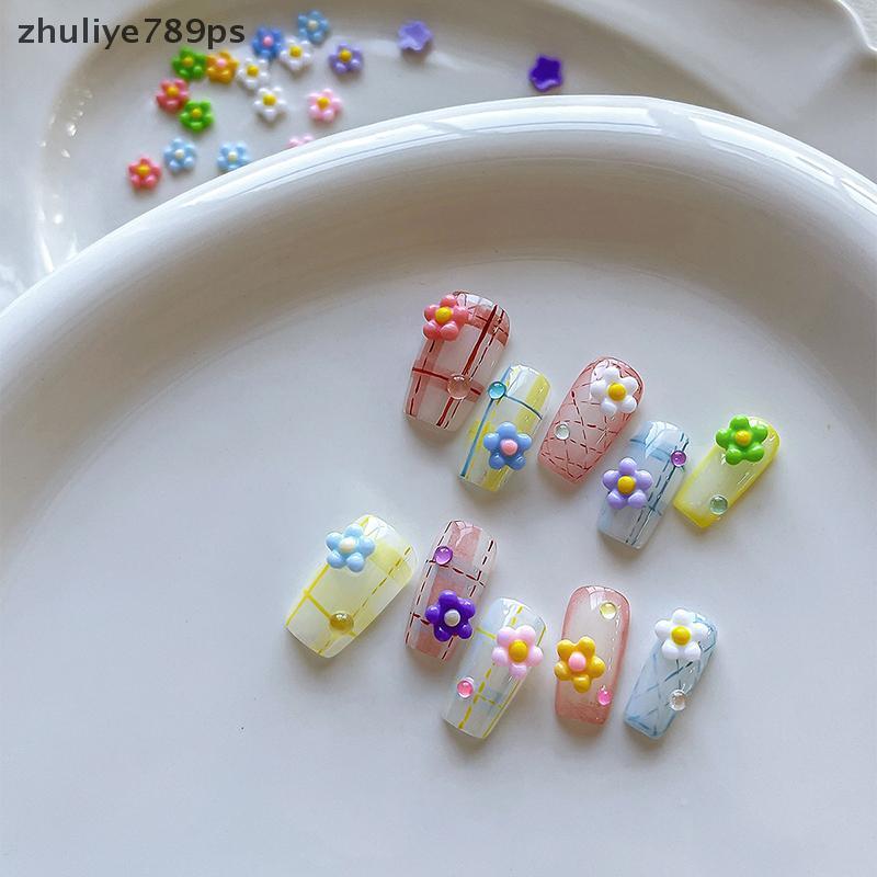 Zuliye789ps 50 ชิ้นดอกไม้เล็กๆเล็บ Charms 3D เรซิ่น 5 รูปที่ 2