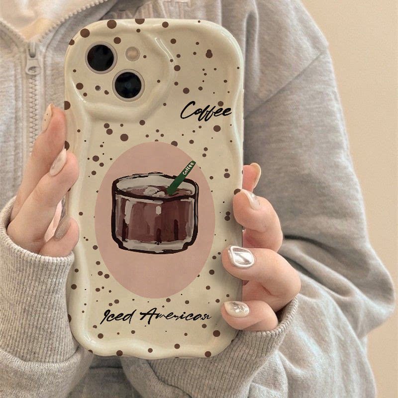 น่ารักการ์ตูนกาแฟ iPhone กรณีกันกระแทกซิลิโคนอ่อนนุ่มป้องกันกล้องสําหรับ Samsung S24 5G A02 A52S A20