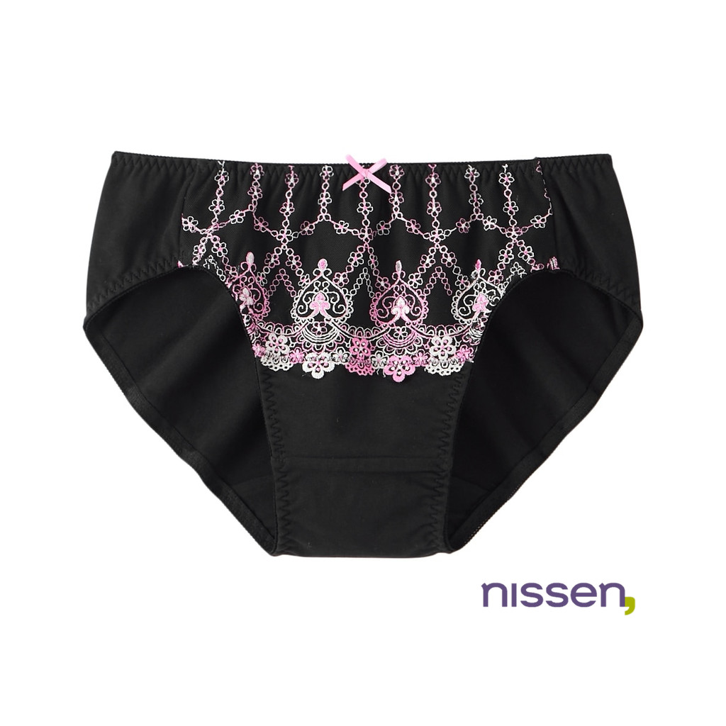 Direct from Japan Nissen_กางเกงในสตรี MTF ผ้าคอตตอนผสมยืด ลูกไม้ปัก ลายดอกไม้ ใส่สบาย พอดีตัว พร้อมเ