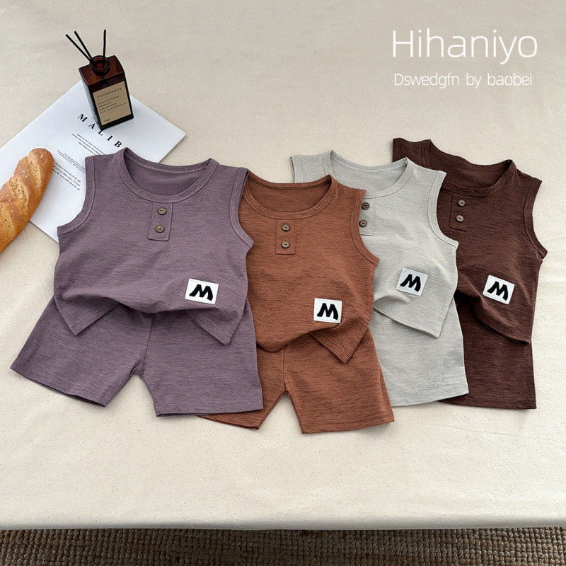 ชุดเด็กผู้ชาย เซ็ทชุดนอนเสื้อกล้ามแขนกุด+กางเกงขาสั้น ใส่สบาย ใส่ได้ทั้งเด็กหญิง和เด็กชาย หน้าร้อน ไซส์ 80-150 ซม. (6 เดือน - 12 ขวบ) มีพร้อมส่ง