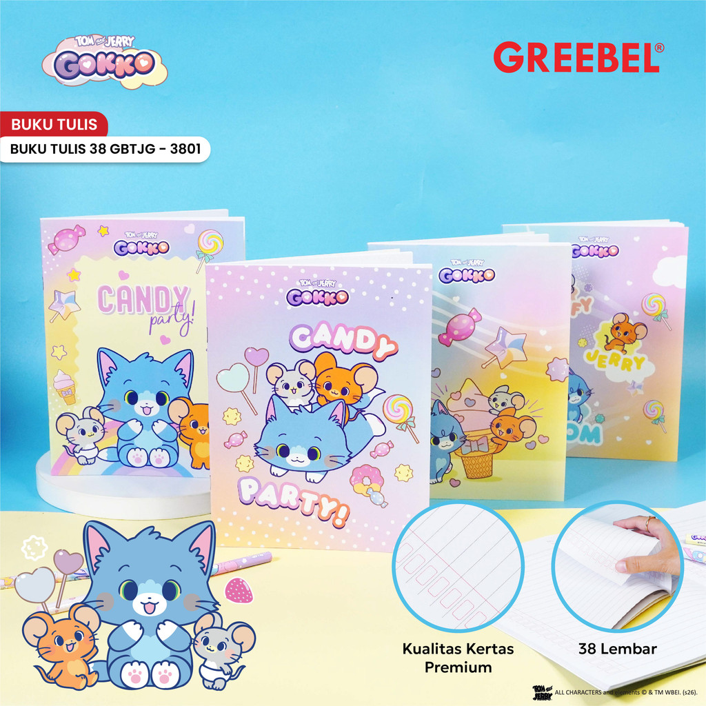 (1 เล่ม) Greebel x Tom & Jerry Gokko School Notebook A5 38 แผ่น (1PCS) School Book GBTJG 3801 I Gree